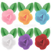 Fleurs de Rose Multicolores x6 et Feuilles Vertes x12 en Azyme - Florensuc
